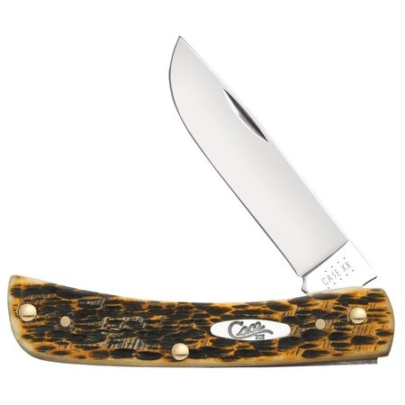 CASE CUTLERY Knife, Amber Bone Ss Sod Buster Jr. 00245